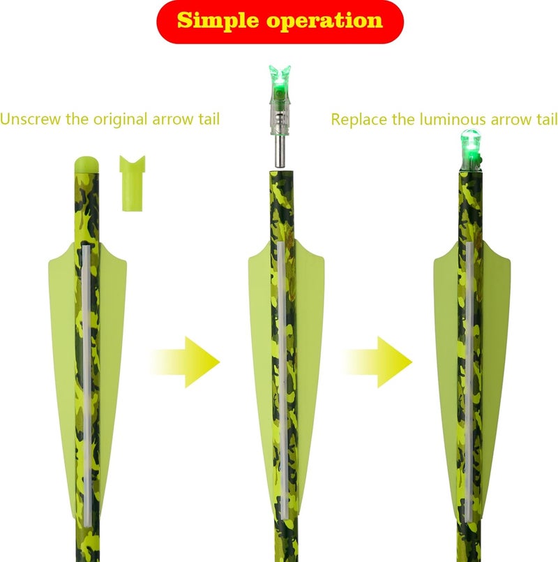 sf. 20 inch Crossbow Bolt Carbon Crossbow Arrow 12 Pcs with 6 Green Lighted Nock, Hunting and Outdoor Practice Lighted nocks for Arrows nockturnal Lighted nocks - Image 2